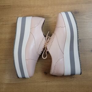 Linea Paolo Pink Oxford Platform Sneaker